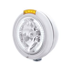 UNITED PACIFIC - 32474 - FARO CLÁSICO H4 DE ACERO INOXIDABLE CON 34 LED BLANCOS Y SEÑAL LED DE MODO DOBLE - LENTE ÁMBAR