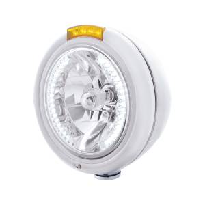 UNITED PACIFIC - 32476 - FARO CLÁSICO H4 DE ACERO INOXIDABLE CON 34 LED BLANCOS Y SEÑAL - LENTE ÁMBAR