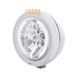 UNITED PACIFIC - 32477 - FARO CLÁSICO H4 DE ACERO INOXIDABLE CON 34 LED BLANCOS Y SEÑAL - LENTE TRANSPARENTE