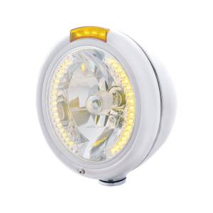 UNITED PACIFIC - 32478 - FARO CLÁSICO CROMADO H4 CON 34 LED ÁMBAR Y SEÑAL LED DE MODO DOBLE - LENTE ÁMBAR