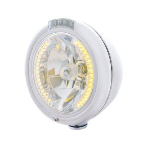 UNITED PACIFIC - 32479 - FARO CLÁSICO CROMADO H4 CON 34 LED ÁMBAR Y SEÑAL LED DE MODO DOBLE - LENTE TRANSPARENTE