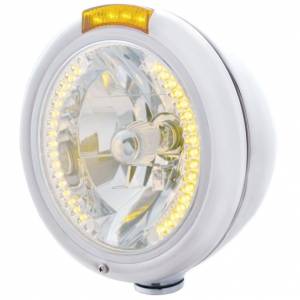 UNITED PACIFIC - 32480 - FARO CLÁSICO CROMADO H4 CON 34 LED ÁMBAR Y SEÑAL LED - LENTE ÁMBAR