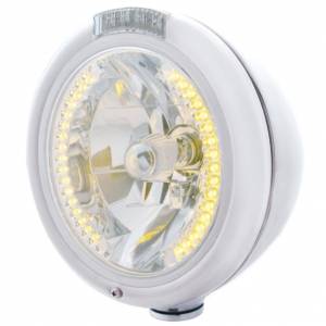 UNITED PACIFIC - 32481 - FARO CLÁSICO CROMADO H4 CON 34 LED ÁMBAR Y SEÑAL LED - LENTE TRANSPARENTE