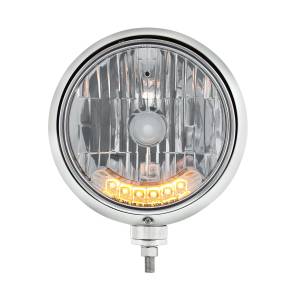 UNITED PACIFIC - 32558 - GUÍA CROMADA FARO ESTILO 682-C BOMBILLA H4 CON 6 LED ÁMBAR