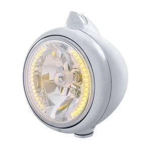 UNITED PACIFIC - 32611 - GUÍA DE ACERO INOXIDABLE 682-C FARO H4 CON LED ÁMBAR Y SEÑAL LED DE ESTILO ORIGINAL - LENTE TRANSPARENTE