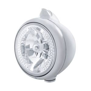 UNITED PACIFIC - 32613 - GUÍA DE ACERO INOXIDABLE 682-C FARO H4 CON LED BLANCO Y SEÑAL LED DE ESTILO ORIGINAL - LENTE TRANSPARENTE