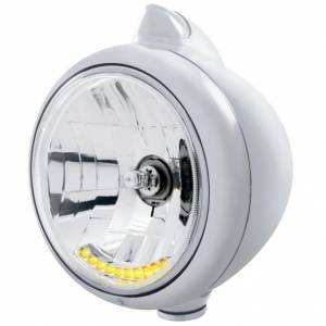UNITED PACIFIC - 32615 - GUÍA DE ACERO INOXIDABLE 682-C FARO H4 CON 10 LED ÁMBAR Y SEÑAL LED DE ESTILO ORIGINAL - LENTE TRANSPARENTE
