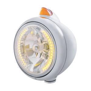 UNITED PACIFIC - 32626 - GUÍA CROMADA FARO DELANTERO 682-C H4 CON LED ÁMBAR Y SEÑAL LED ESTILO ORIGINAL - LENTE ÁMBAR