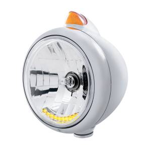 UNITED PACIFIC - 32630 - GUIA CROMADA FARO 682-C H4 CON 10 LED AMBAR Y GIRO ESTILO ORIGINAL - LENTE AMBAR