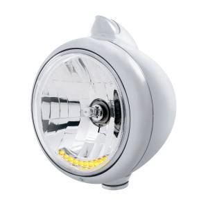 UNITED PACIFIC - 32631 - GUÍA CROMADA FARO 682-C H4 CON 10 LED ÁMBAR Y GIRO ESTILO ORIGINAL - LENTE TRANSPARENTE