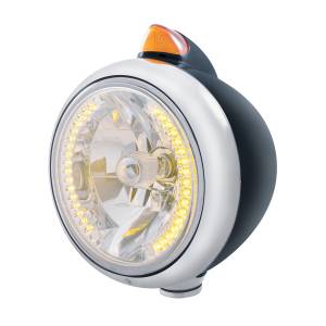 UNITED PACIFIC - 32642 - FARO DELANTERO NEGRO GUIDE 682-C H4 CON 34 LED ÁMBAR Y LENTE LED DE SEÑAL ÁMBAR DE ESTILO ORIGINAL