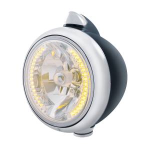UNITED PACIFIC - 32643 - FARO NEGRO GUIDE 682-C H4 CON 34 LED ÁMBAR Y LENTE LED DE SEÑAL CLARO DE ESTILO ORIGINAL