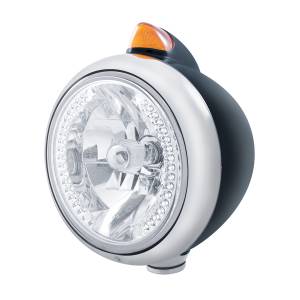 UNITED PACIFIC - 32644 - FARO DELANTERO BLACK GUIDE 682-C H4 CON LED BLANCO Y SEÑAL LED DE ESTILO ORIGINAL - LENTE ÁMBAR