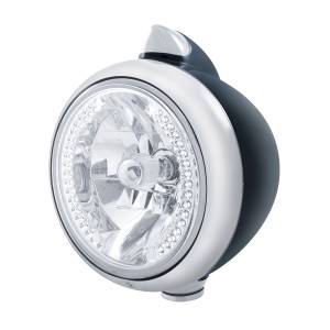 UNITED PACIFIC - 32645 - FARO DELANTERO BLACK GUIDE 682-C H4 CON LED BLANCO Y SEÑAL LED DE ESTILO ORIGINAL - LENTE TRANSPARENTE