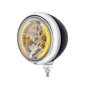 UNITED PACIFIC - 32653 - FARO DELANTERO ESTILO 682-C GUÍA NEGRO BOMBILLA H4 CON 34 LED ÁMBAR