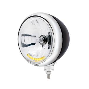 UNITED PACIFIC - 32655 - FARO DELANTERO ESTILO GUÍA NEGRO 682-C BOMBILLA H4 CON 10 LED ÁMBAR