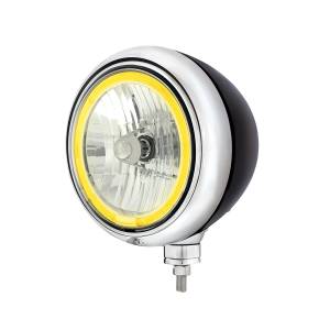 UNITED PACIFIC - 32662 - FARO GUÍA NEGRO BOMBILLA 9007 CON LLANTA HALO LED ÁMBAR