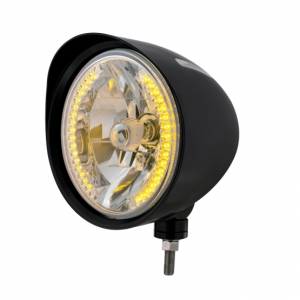 UNITED PACIFIC - 32681 - FARO CON RANURA ESTILO "BILLET" NEGRO CON VISERA BOMBILLA H4 CON 34 LED ÁMBAR