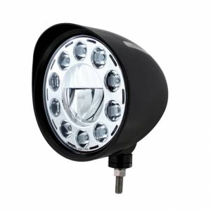 UNITED PACIFIC - 32689 - FARO CON RANURA ESTILO "BILLET" NEGRO CON VISERA 11 BOMBILLAS LED - CROMADO