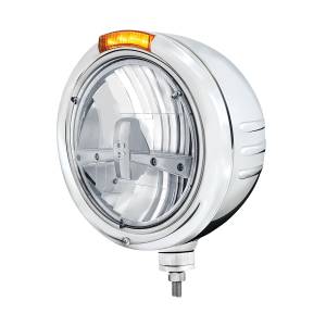 UNITED PACIFIC - UNITED PACIFIC - 32730 - FARO CLÁSICO DE ACERO INOXIDABLE CON RAYAS EN RELIEVE, 5 BOMBILLAS LED Y SEÑAL LED DE MODO DOBLE, LENTE ÁMBAR - Image 1