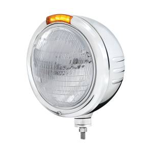 UNITED PACIFIC - 32734 - FARO CLÁSICO DE ACERO INOXIDABLE CON RAYAS EN RELIEVE 6014 Y SEÑAL LED DE MODO DOBLE - LENTE ÁMBAR