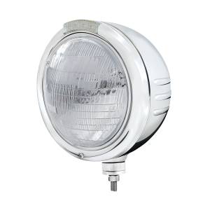UNITED PACIFIC - 32735 - FARO CLÁSICO DE ACERO INOXIDABLE CON RAYAS EN RELIEVE 6014 Y SEÑAL LED DE MODO DOBLE - LENTE TRANSPARENTE