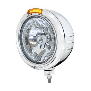 UNITED PACIFIC - UNITED PACIFIC - 32738 - FARO FARO SS CLÁSICO CON RAYAS EN RELIEVE H4 CON LED ÁMBAR Y SEÑAL LED DE MODO DOBLE - LENTE ÁMBAR - Image 1