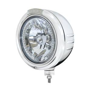 UNITED PACIFIC - UNITED PACIFIC - 32739 - FARO FARO SS CLÁSICO CON RAYAS EN RELIEVE H4 CON LED ÁMBAR Y SEÑAL LED DE MODO DOBLE - LENTE TRANSPARENTE - Image 1