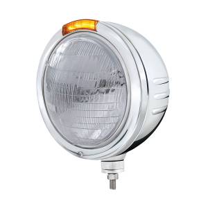 UNITED PACIFIC - 32750 - FARO DELANTERO CON BALA DE ACERO INOXIDABLE 6014 Y SEÑAL LED DE MODO DOBLE - LENTE ÁMBAR