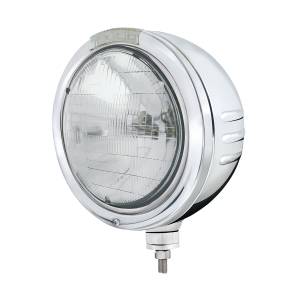 UNITED PACIFIC - 32753 - FARO FARO DE BALA DE ACERO INOXIDABLE H6024 CON RAYAS EN RELIEVE Y SEÑAL LED DE MODO DOBLE - LENTE TRANSPARENTE