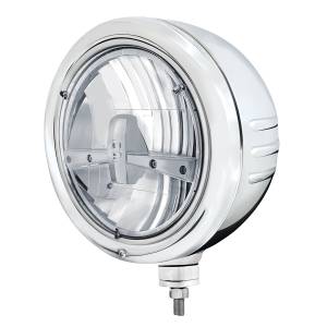UNITED PACIFIC - 32762 - CARCASA DE FARO DE RAYAS CLÁSICAS DE INOXIDABLE CON FARO DE 5 LED DE 7"