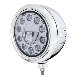 UNITED PACIFIC - 32763 - CARCASA DE FARO DE RAYAS CLÁSICAS DE INOXIDABLE CON CRISTAL DE 11 LED FARO REDONDO DE 7"
