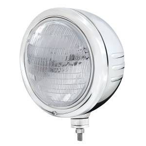 UNITED PACIFIC - 32764 - CARCASA DE FARO DE INOXIDABLE CON RAYAS CLÁSICAS EN RELIEVE CON FARO DE VIGA CON SELLO 6014