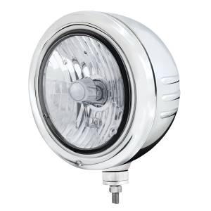 UNITED PACIFIC - 32768 - CARCASA DE FARO DE INOXIDABLE CLÁSICO CON RAYAS EN RELIEVE CON FARO HALÓGENO H4 DE CRISTAL
