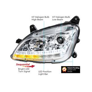 UNITED PACIFIC - UNITED PACIFIC - 35780 - FARO DE PROYECCIÓN CROMADO CON GIRO SECUENCIAL LED Y DRL PARA PETERBILT 579- PASAJERO 2012-2021 - Image 13