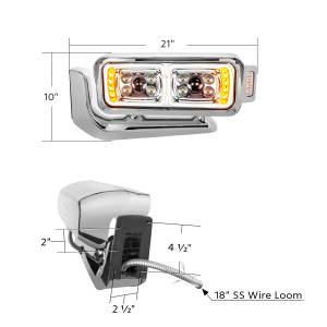 UNITED PACIFIC - UNITED PACIFIC - 35897 - CONJUNTO DE FAROS DE PROYECCIÓN "CROMADOS" DE 10 LED DE ALTA POTENCIA CON BRAZO DE MONTAJE Y POD LATERAL DE SEÑAL DE GIRO - LADO DEL CONDUCTOR - Image 12