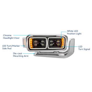 UNITED PACIFIC - UNITED PACIFIC - 35900 - CONJUNTO DE FAROS DE PROYECCIÓN "BLACKOUT" DE 10 LED DE ALTA POTENCIA CON BRAZO DE MONTAJE Y POD LATERAL DE SEÑAL DE GIRO - LADO DEL PASAJERO - Image 12