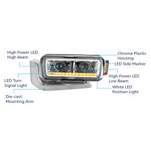 UNITED PACIFIC - UNITED PACIFIC - 35912 - CONJUNTO DE FARO DE PROYECCIÓN LED CROMADO DE ALTA POTENCIA CON BRAZO DE MONTAJE Y SEÑAL DE GIRO - PASAJERO - Image 13