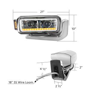 UNITED PACIFIC - UNITED PACIFIC - 35912 - CONJUNTO DE FARO DE PROYECCIÓN LED CROMADO DE ALTA POTENCIA CON BRAZO DE MONTAJE Y SEÑAL DE GIRO - PASAJERO - Image 14