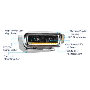 UNITED PACIFIC - UNITED PACIFIC - 35913 - CONJUNTO DE FARO DE PROYECCIÓN NEGRO LED DE ALTA POTENCIA CON BRAZO DE MONTAJE Y SEÑAL DE GIRO - CONDUCTOR - Image 13