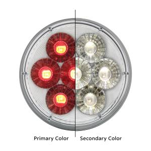 UNITED PACIFIC - 36530 - LUZ FURY DOBLE REDONDA DE 14 LED DE 4" (PARADA, GIRO Y COLA) - LED ROJO Y BLANCO/LENTE TRANSPARENTE