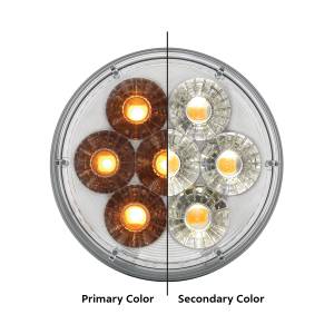 UNITED PACIFIC - 36532 - LUZ FURY DOBLE REDONDA DE 14 LED DE 4" (SEÑAL DE GIRO) - LED ÁMBAR Y BLANCO/LENTE TRANSPARENTE