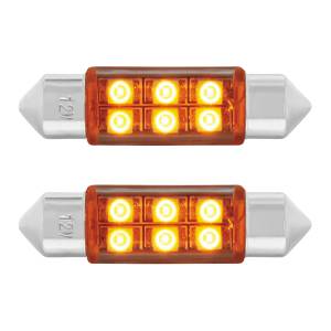 UNITED PACIFIC - 36591 - BOMBILLA DE LUZ DE DOMO 6418/6461-36MM MICRO LED DE ALTA POTENCIA 6 SMD - ÁMBAR (PAQUETE DE 2)