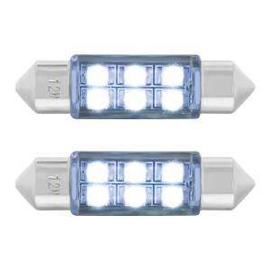 UNITED PACIFIC - 36594 - BOMBILLA DE LUZ DE DOMO 6418/6461-36MM MICRO LED DE ALTA POTENCIA 6 SMD - BLANCO (PAQUETE DE 2)