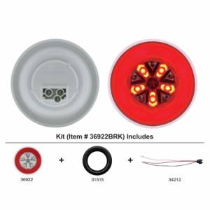 UNITED PACIFIC - 36922BRK - KIT DE LUCES GLO REDONDAS DE 18 LED DE 4" (PARADA, GIRO Y COLA) - LED ROJO/LEENTE ROJA (CADA UNO)