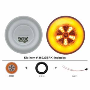 UNITED PACIFIC - 36923BAK - KIT DE LUCES GLO REDONDAS DE 18 LED DE 4" (SEÑAL DE GIRO) - LED ÁMBAR/LENTE ÁMBAR (CADA UNO)