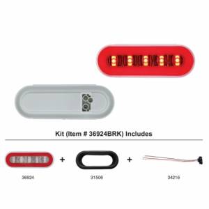 UNITED PACIFIC - 36924BRK - KIT DE GLOLIGHT OVALADO DE 22 LED DE 6" CON DISEÑO INTERIOR DE BARRA DIVISORA (PARADA, GIRO Y COLA) - LED ROJO/INSERTO ROJO (CADA UNO)