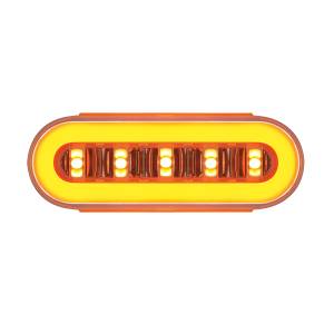 UNITED PACIFIC - 36925 - LENTE TRANSPARENTE OVALADA DE 22 LED DE 6" CON LUZ GLOLIGHT DE INSERTO DE HALO - LED ÁMBAR/INSERTO ÁMBAR (TARJETA)