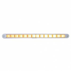 UNITED PACIFIC - 37190 - BARRA DE LUCES DE ADVERTENCIA AUXILIARES DE 14 LED DE 12" CON BISEL - LED ÁMBAR/LENTE TRANSPARENTE