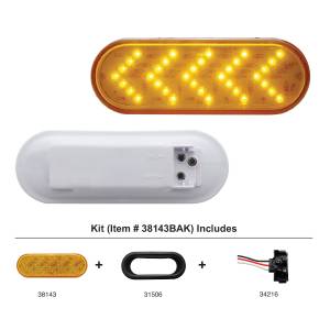 UNITED PACIFIC - 38143BAK - KIT DE LUCES DE SEÑAL DE GIRO SECUENCIALES OVALADAS DE 6" DE 35 LED - LED ÁMBAR/LEENTE ÁMBAR